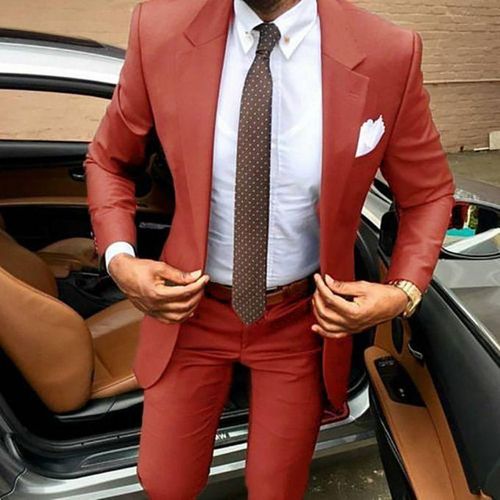 Generic 2022 Latest Coat Pants Designs Brown Men Suit Slim Fit Elegant ...