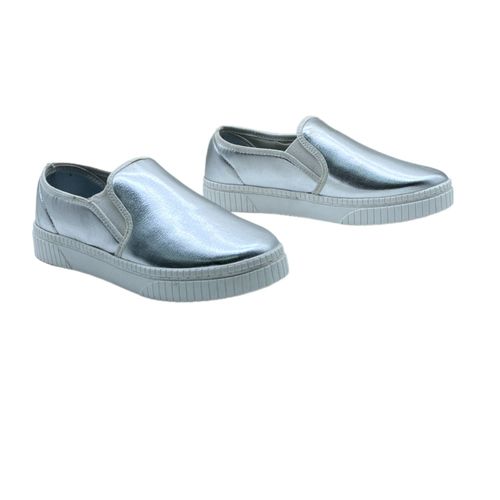 اشتري Squadra Slip On Plain Leather Sneakers - Silver في مصر