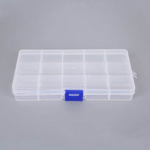 Plastic 15 Slots Jewelry Adjustable Tool Box Case Craft Organizer