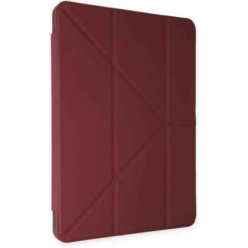 product_image_name-Generic-جراب iPad مع حامل قلم وغطاء ذكي ثلاثي الطيات متوافق مع iPad 10.2 بوصة الجيل الثامن 2020 والجيل السابع 2019، غطاء خلفي من مادة TPU الناعمة مع خاصية التشغيل/الإيقاف التلقائي (لون عنابي)-3