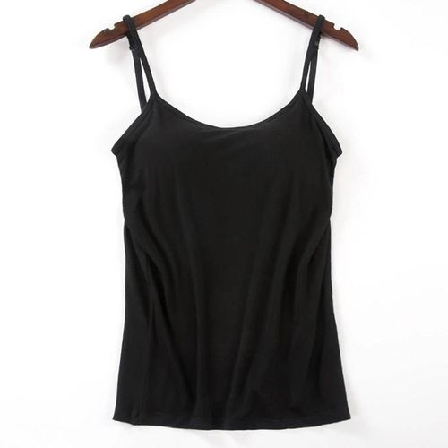 Fashion (Black)Padded Bra Tank Top Women Modal Spaghetti Solid