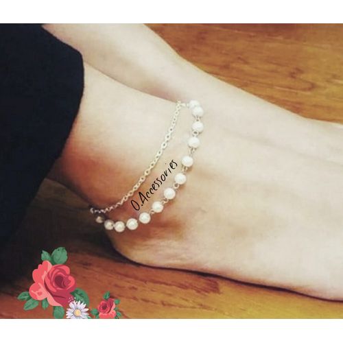 product_image_name-O Accessories-خلخال سلسله فضي حريمي مزدوج ومطعم باللؤلؤ الابيض و يمكن التوسيع-1