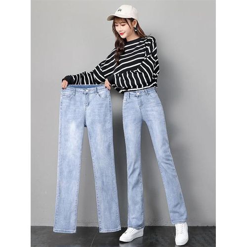 2022 Summer Women Pants Elastic High Waist Loose Straight