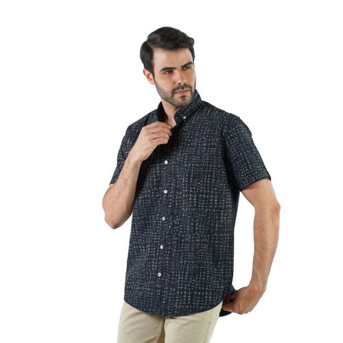 Buy Clever Shirt Cotton Black Half Sleeve in Egypt