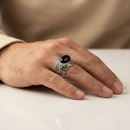 product_image_name-Generic-خاتم بحجر شفة العبد الطبيعى - فضة إيطالي عيار 925 بمقاس قابل للتعديل-1