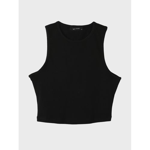 product_image_name-LC Waikiki-تي شيرت نسائي قصير برقبة دائرية - أسود جديد-1