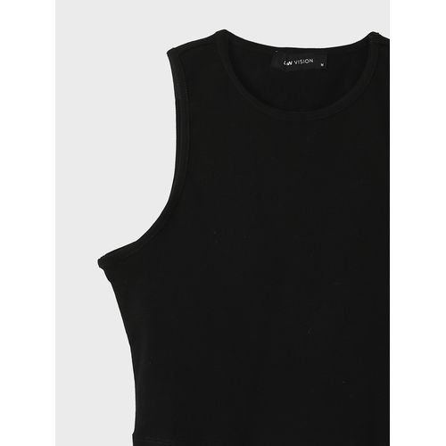 product_image_name-LC Waikiki-تي شيرت نسائي قصير برقبة دائرية - أسود جديد-2