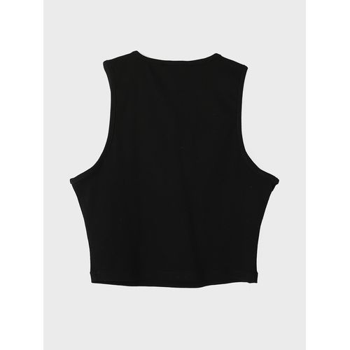 product_image_name-LC Waikiki-تي شيرت نسائي قصير برقبة دائرية - أسود جديد-3