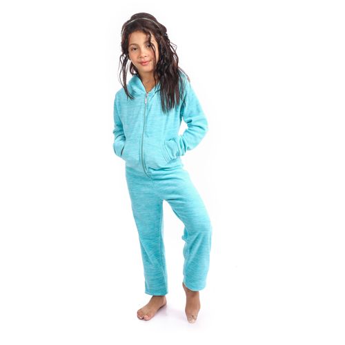 Buy Kady Girls Fleece Hooded Zipped Overall - Heather Light Turquoise in Egypt