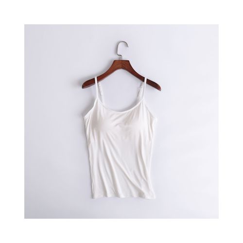 Women's Modal Camisole Tank Top with Padded Built In Bra Sleeveless Slim  Vest