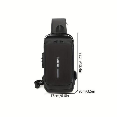 product_image_name-Generic-حقيبة صدر متعددة الجيوب، وحقيبة يد، وحقيبة كتف، مزودة بمنفذ شحن وقفل مقاوم للماء ومضاد للسرقة برقم سري، للرجال والنساء. 901أسود-BR-2