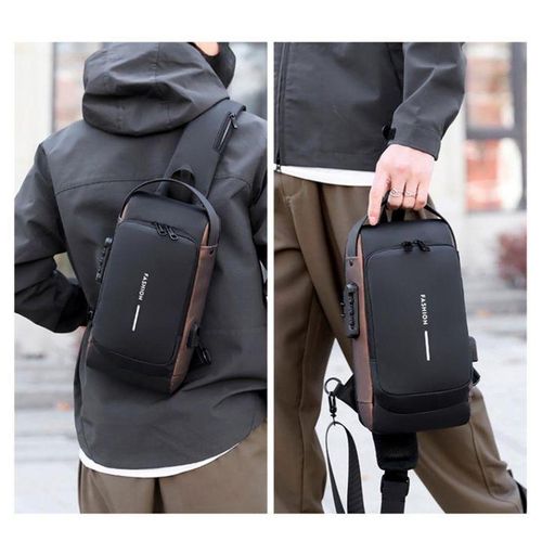 product_image_name-Generic-حقيبة صدر متعددة الجيوب، وحقيبة يد، وحقيبة كتف، مزودة بمنفذ شحن وقفل مقاوم للماء ومضاد للسرقة برقم سري، للرجال والنساء. 901أسود-BR-4