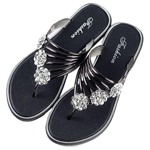 Ladies diamante flat sandals online
