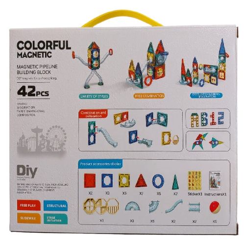 product_image_name-Generic-مجموعة بناء مغناطيسية للأطفال - 42 قطعة من مكعبات المغناطيس التعليمية-2