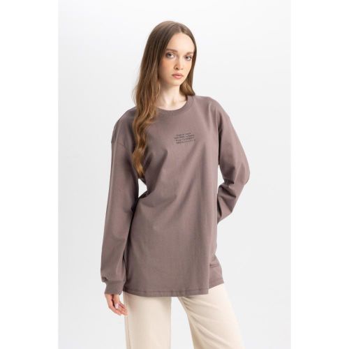 product_image_name-Defacto-Woman C Neck Regular Fit Long Sleeve Tunic - Lt.Brown-3
