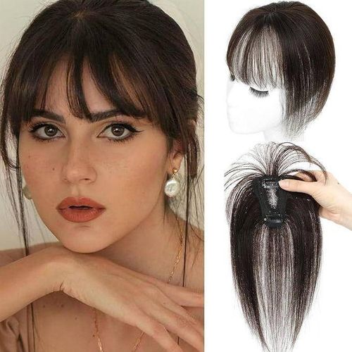 product_image_name-Generic-إطالة شعر مع غرة وتثبيت بمشابك، شعر مستعار متوسط الطول ومستقيم للنساء - باروكة سوداء-1