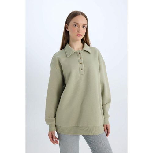 product_image_name-Defacto-Woman Regular Fit Polo Neck Thick Sweatshirt Tunic-1