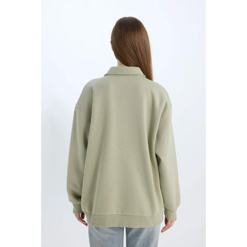 product_image_name-Defacto-Woman Regular Fit Polo Neck Thick Sweatshirt Tunic-5