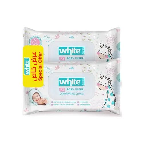 Buy White Baby Wipes - 72 Wipes - 2 Bag in Egypt