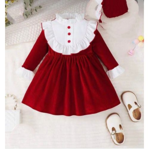 product_image_name-Generic-فستان بناتي من القطيفة باللون الأحمر-1