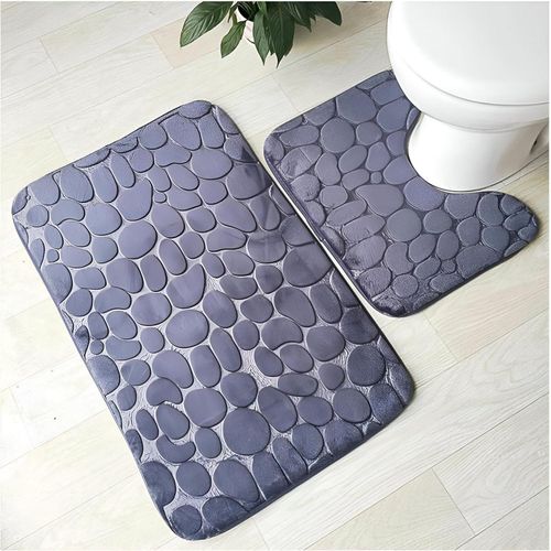 Soft Absorbent Bathroom Rugs Set of 3 - Non-Slip Rugs Perfect for Bedrooms, Living Rooms and Bathrooms, Available in a Variety of Colors to Enhance Your Space (Grey)