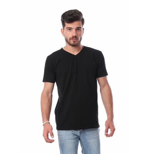 Buy Caesar Solid Short Sleeves V-Neck T-Shirt - Black in Egypt