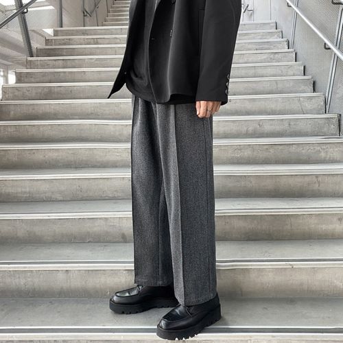 Fashion (Gray)Winter Thick Woolen Pants Men's Fashion Casual Wide-leg Pants  Men Streetwear Loose Korean Style Straight Trousers Mens OM @ Best Price  Online