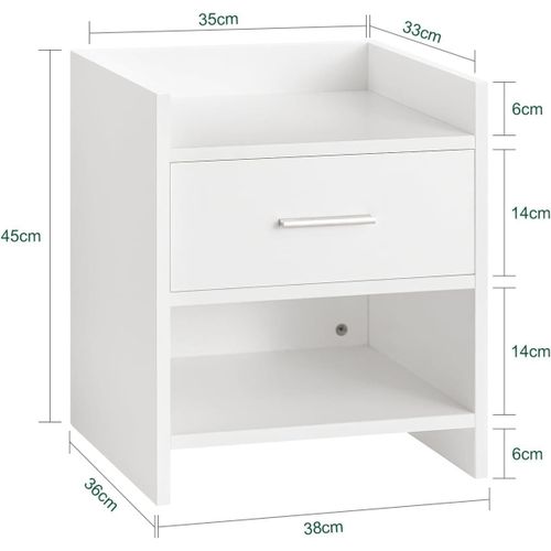 product_image_name-Generic-Bedside Table with 1 Drawer and 1 Niche in White, Compact Nightstand with Open and Closed Storage, Minimalist End Table for Bedroom, SmalLand FunctionaLSide Cabinet-3