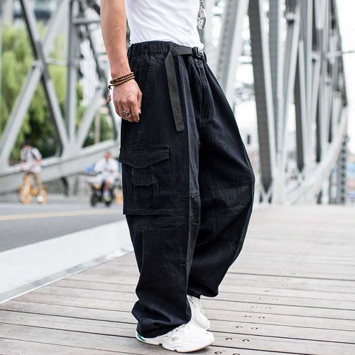 Fashion (black)Trendy Loose Baggy Cargo Pants Men Casual Hiphop