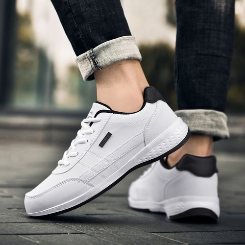 All white leather running shoes hot sale