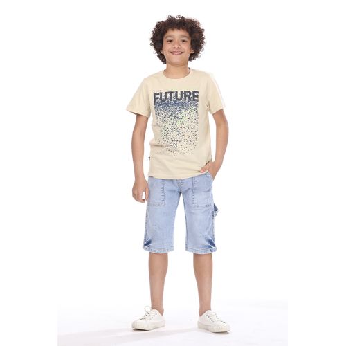 اشتري Ktk Casual Beige T-Shirt With Print For Boys في مصر