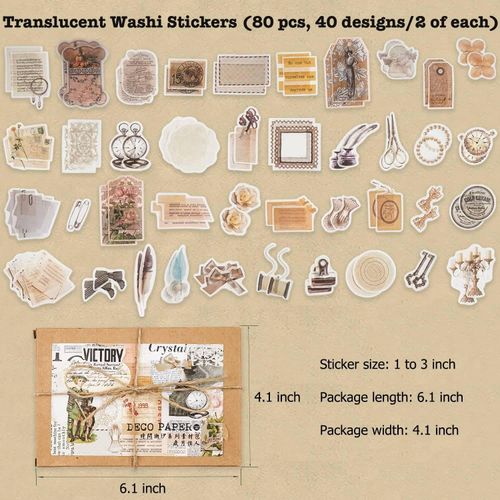 200 Pieces Vintage Scrapbook Supplies Pack for Junk Journal Planners DIY Paper Stickers Vintage Ephemera Pack Decoupage, Other