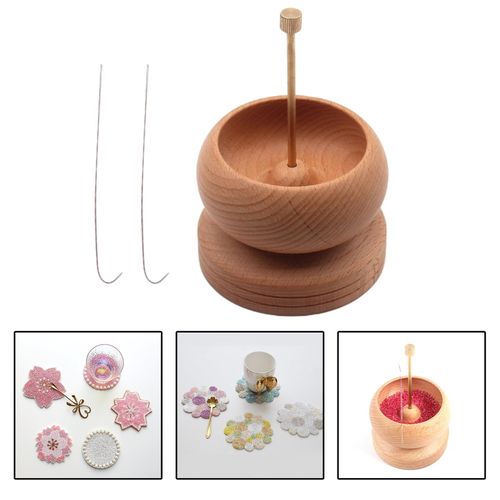 Bead Spinner For Jewelry Making Wooden Double Bowls Bead Loader