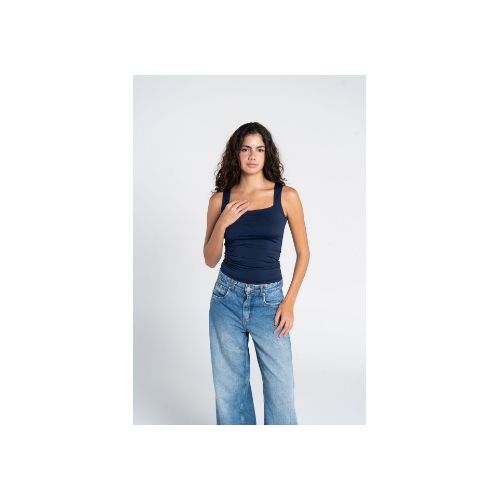 OUTDATED Square Neck Tank Top - Navy Blue