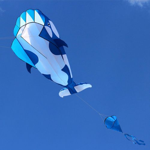 Generic 3D Huge Soft Parafoil Giant Frameless Dolphin Kite Blue