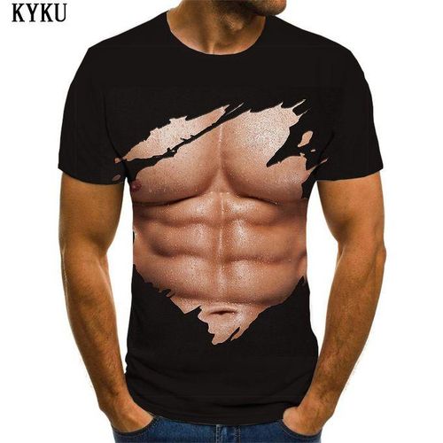 Generic Brand Muscle T Shirt Men Abdominal Muscles Funny T Shirts Black T- 3d Mens Clothing Punk Rock Fashion Slim Tops-DX-30361 @ Best Price Online | Jumia Egypt