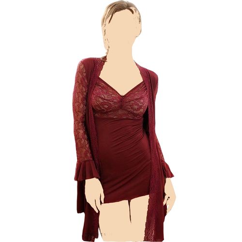 Buy LINGERIE CHIFFON And LYCRA - DRESS & ROBE - Dark Red in Egypt