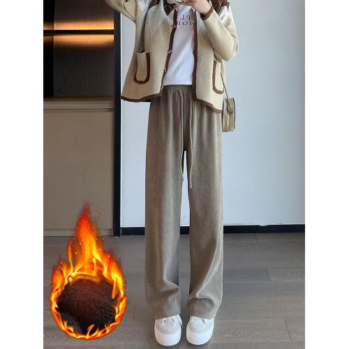 Fashion (Velvet Khaki)Winter Cotton Women's Corduroy Pants With Velvet  Korean Thick Warm Wide Leg Trousers Female Floor-length Pants Stacked  Joggers DOU @ Best Price Online