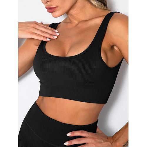 Fashion (Black Square Bra)Tank Tops Sexy Crop Vest Women Sport Solid  Harajuku Korean Female Off Shoulder Knitted Khaki Brown Summer Women Crop  Tops JIN @ Best Price Online