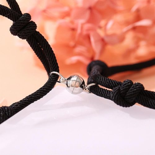 2pcs/set Carving Name Couple Bracelet Magnet Rope Chain Bracelet Lovers  Jewelry