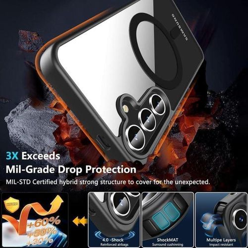 product_image_name-Generic-جراب حماية مغناطيسي ماج سيف لهاتف سامسونج جالكسي اس 25 اف اي – S25 FE – ظهر شفاف كريستال مع إطار أسود مقاوم للصدمات، يدعم الشحن اللاسلكي السريع – أسود-4