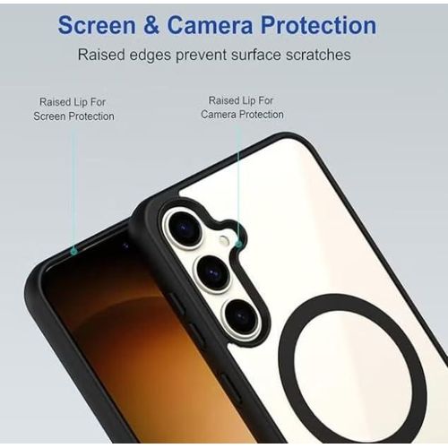 product_image_name-Generic-جراب حماية مغناطيسي ماج سيف لهاتف سامسونج جالكسي اس 25 اف اي – S25 FE – ظهر شفاف كريستال مع إطار أسود مقاوم للصدمات، يدعم الشحن اللاسلكي السريع – أسود-8