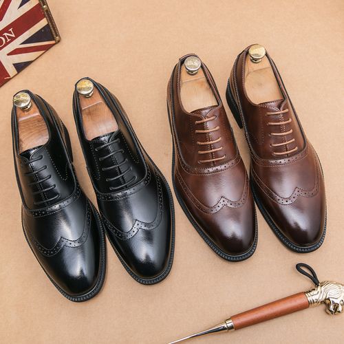 Shoes Men Red Bottom Round Toe Lace-up Brown Black Men Dress Shoes