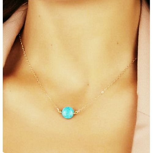 Buy O Accessories Necklace Choker Chains Silver _turquoise in Egypt