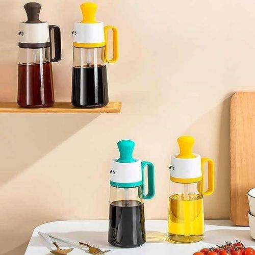 product_image_name-Generic-630ml Oil Vinegar Sauce Dispenser Bottle with Grill Brush - Oil Storage and Dispenser Container with Silicone Basting Brush, Kitchen Supplies-2