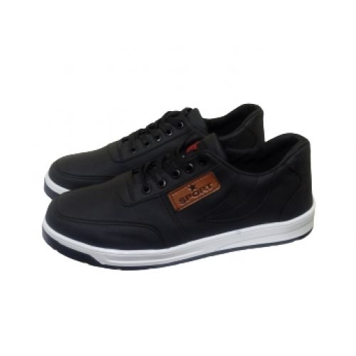 Buy Lace-Up Casual Leather Sneakers For Unisex - Black in Egypt