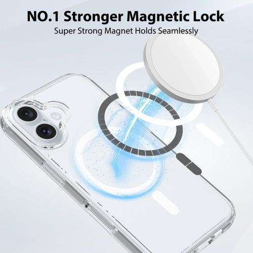 product_image_name-Generic-حماية شفافة مغناطيسية لهاتف iPhone 16، متوافق مع MAG-Sev، حماية خلفية شفافة هجينة، إطار سيليكون مقاوم للصدمات، شفافية فائقة لهاتف Apple iPhone 16-4