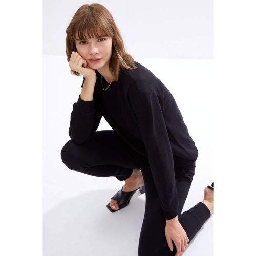 product_image_name-Defacto-Woman Crew Neck Regular Fit Sweat Shirt - Black-2