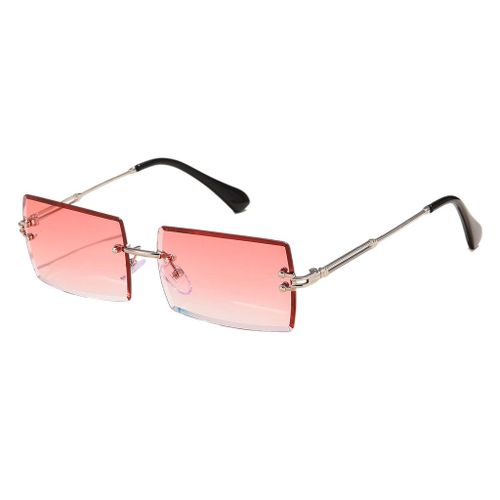 Black Flexible Round Rimless Mirrored Sunglasses with Red Gold Sunwear  Lenses - Leon