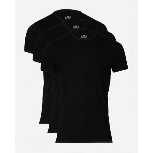 Buy Hero Basics Hero Basic Crow Neck   T-shirt  95% Cotton  5%Lycra - Set Of 3  - Black in Egypt